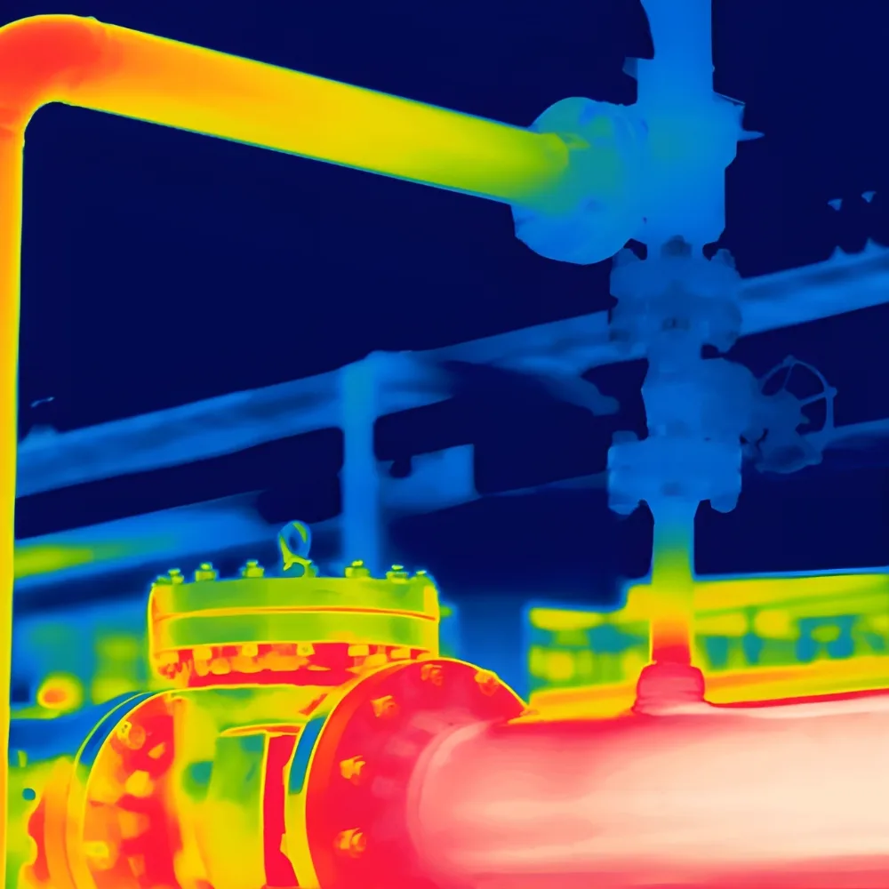 Thermogram of process flanges and piping