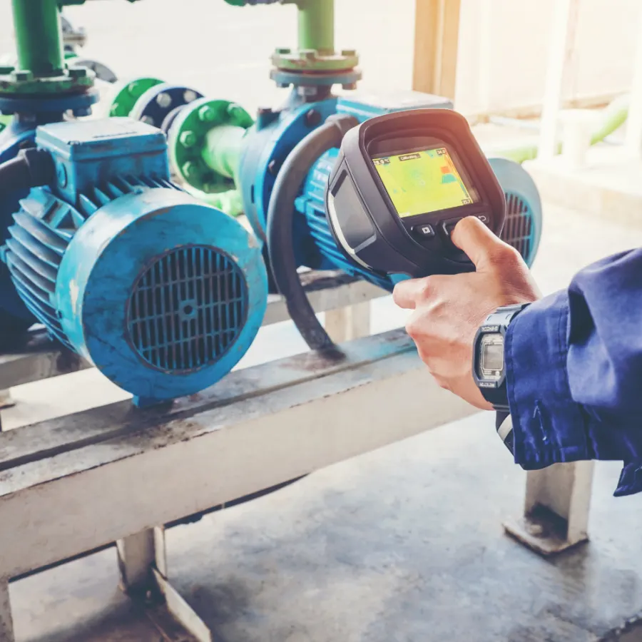 Thermographic inspection of a motor-pump unit with a handheld thermal camera