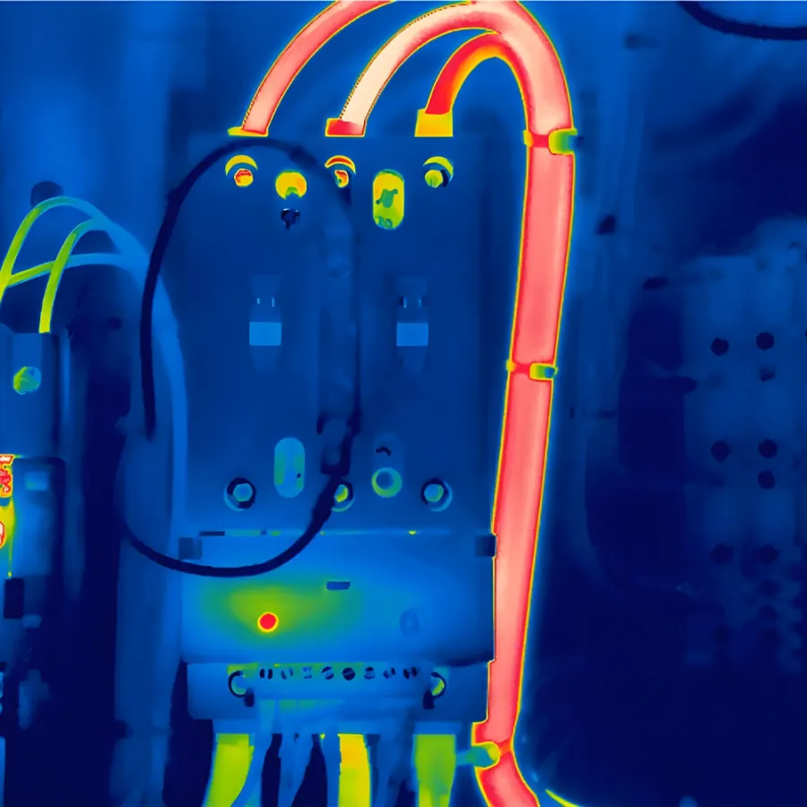 Thermogram of cables and connections in an electrical switchboard