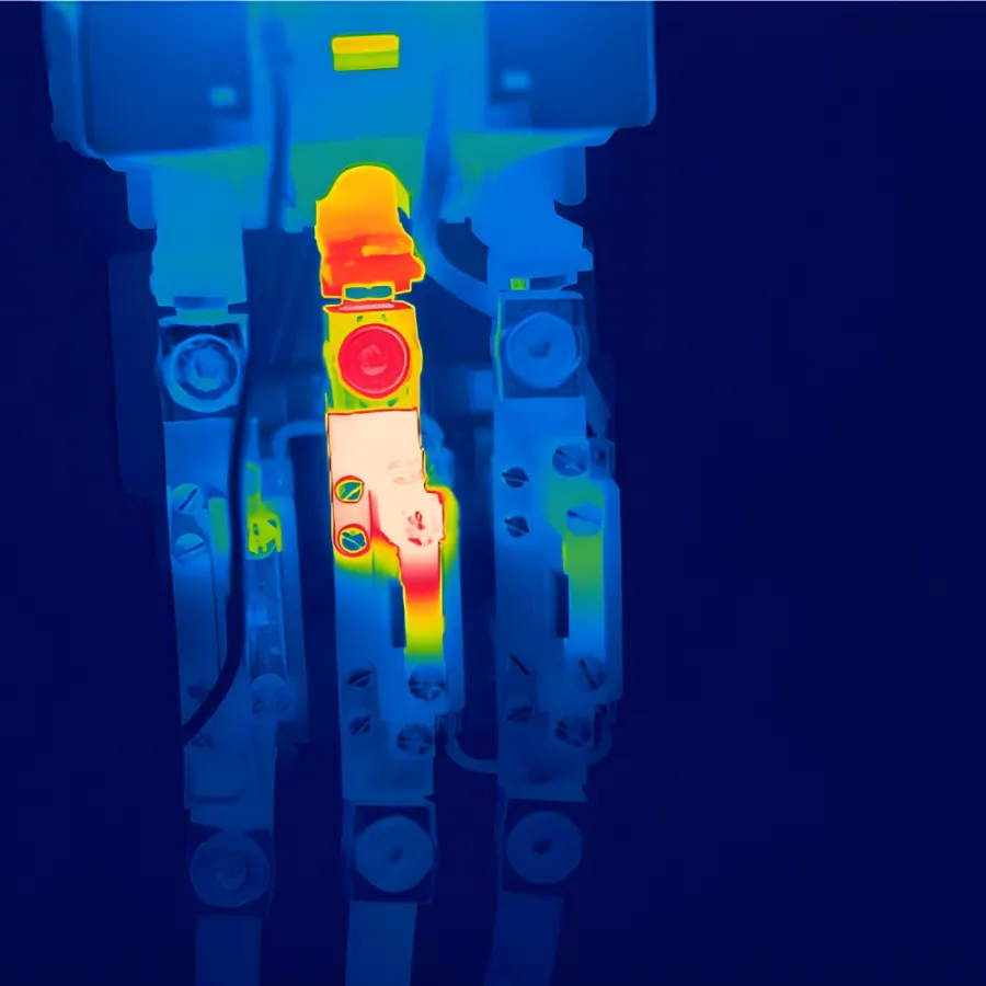 Thermogram of a thermal-magnetic circuit breaker under load