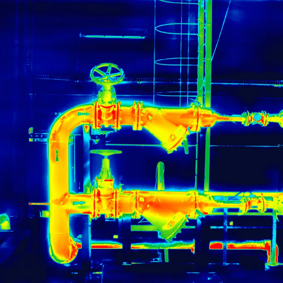 Thermogram of a valve on a steam line